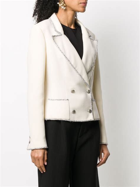 chanel white coat women|pre owned Chanel jackets.